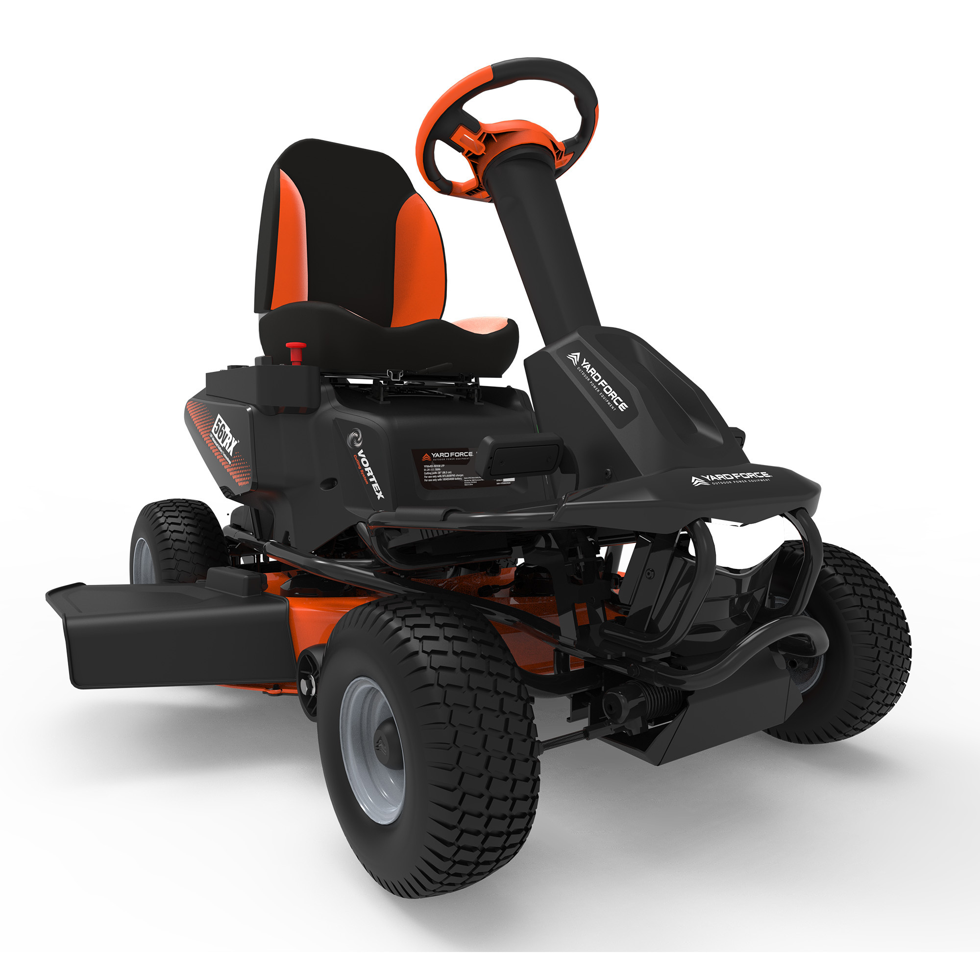 YardForce, 38" 56v LFP Battery-Powered Riding Lawn Mower, Model YF56vRX-RER38-Li50